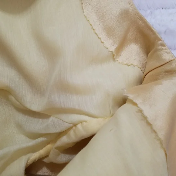 Vintage 50's yellow dress cap sleeve rhinestone collar lined sz. 8/10 - Picture 7 of 10